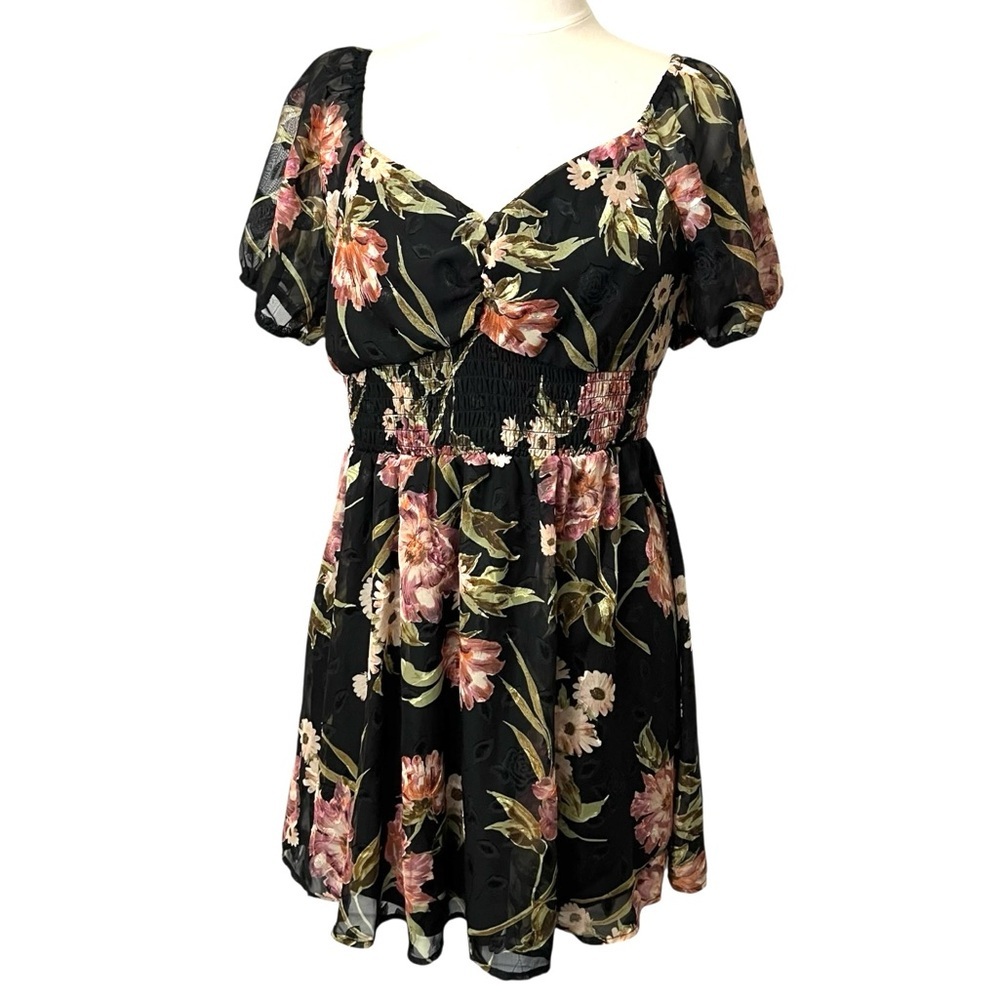 Lily Rose Floral Smocked Mini Skater Dress Juniors Size XXL New - Picture 6 of 13